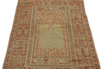 4x5 Green and Rust Turkish Traditional Rug