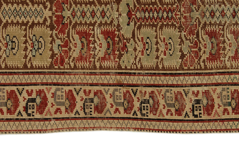 4x5 Green and Rust Turkish Traditional Rug