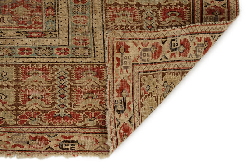 4x5 Green and Rust Turkish Traditional Rug