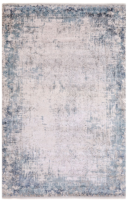 5x8 Blue and Gray Turkish Antep Rug