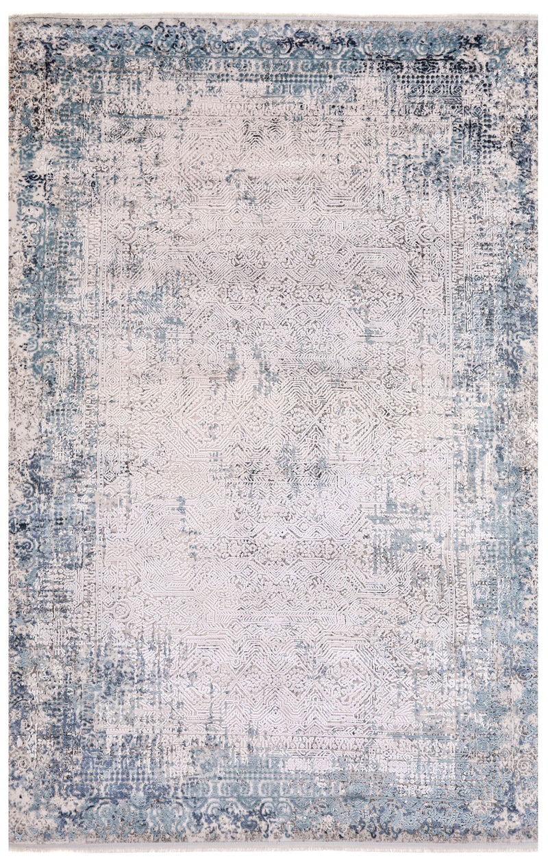 5x8 Blue and Gray Turkish Antep Rug