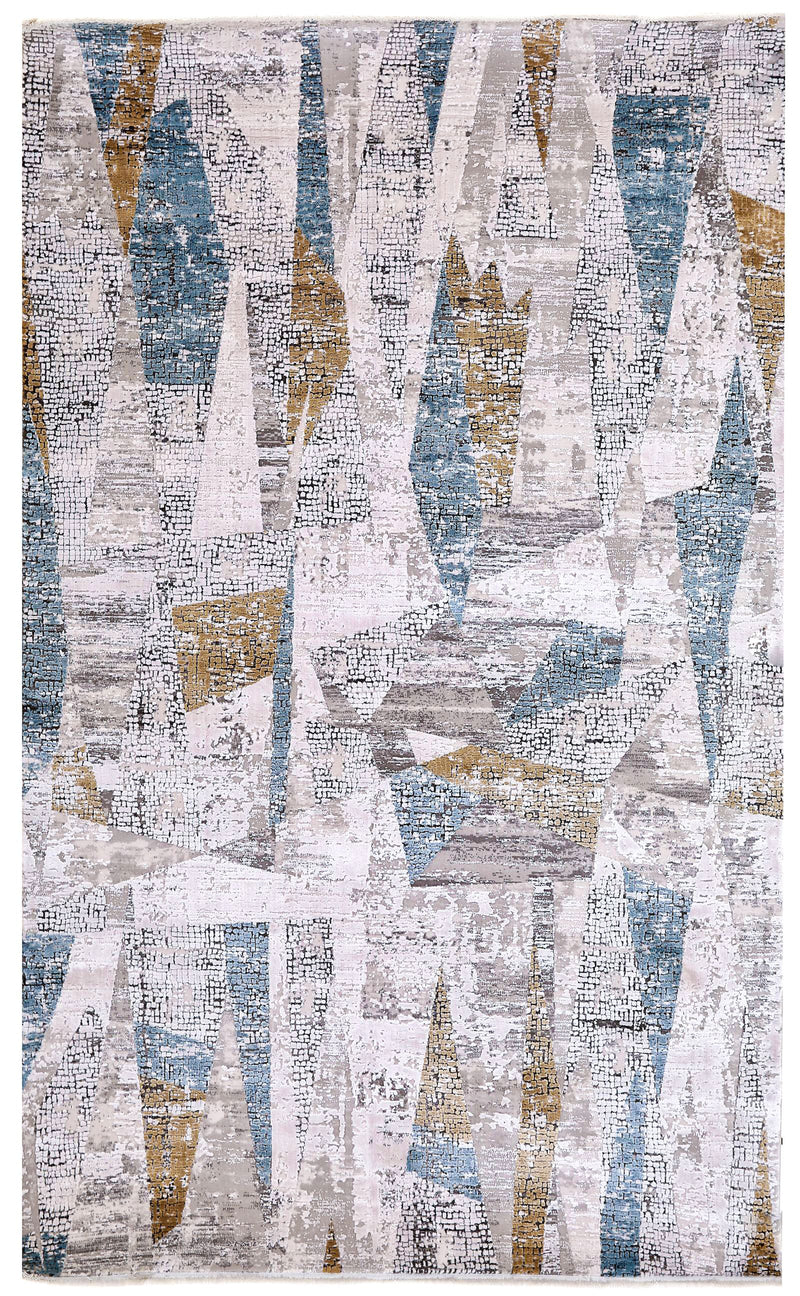 5x8 Gray and Blue Turkish Antep Rug