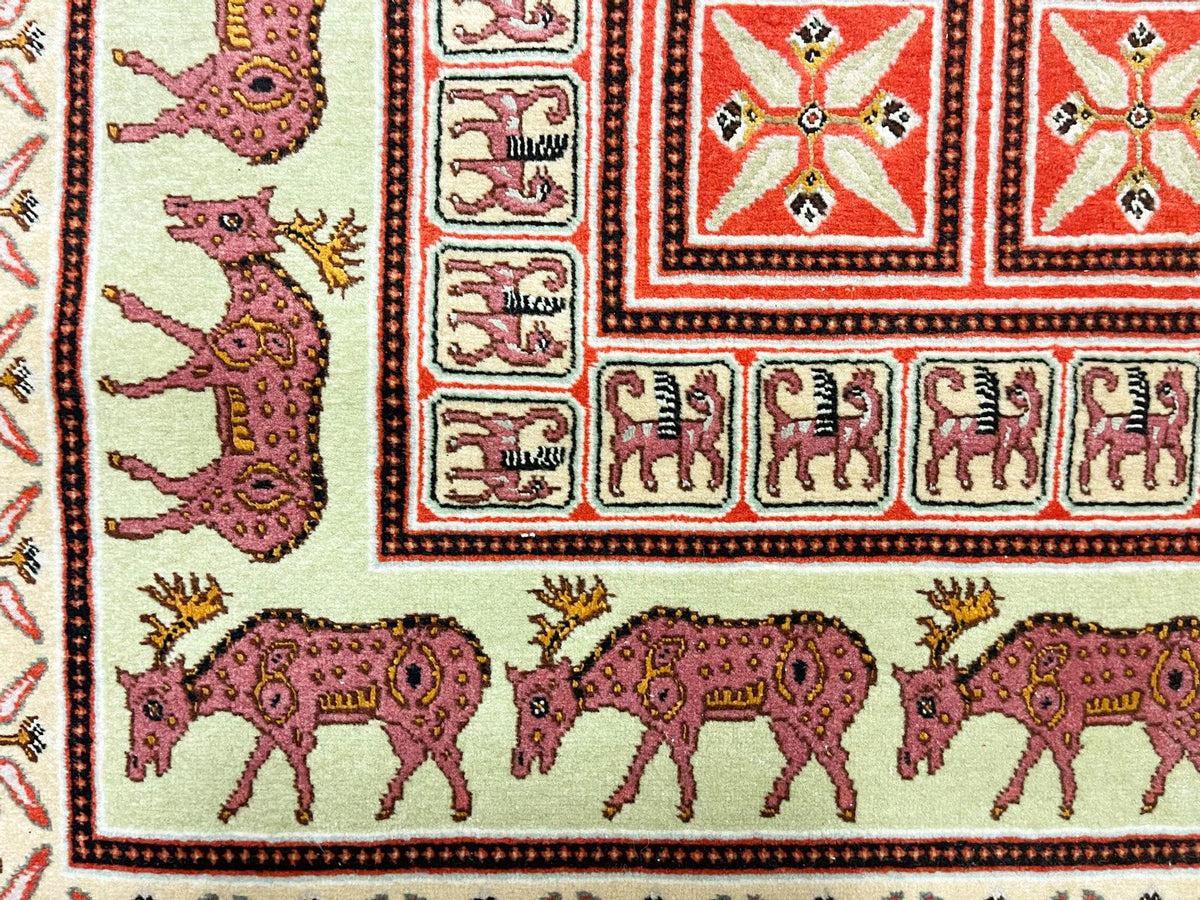 5x6 Red and Red Turkish Silk Rug