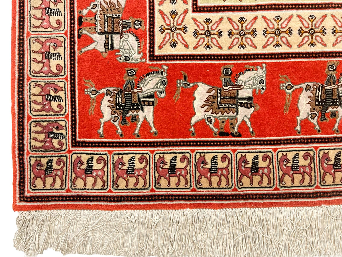 5x6 Red and Red Turkish Silk Rug