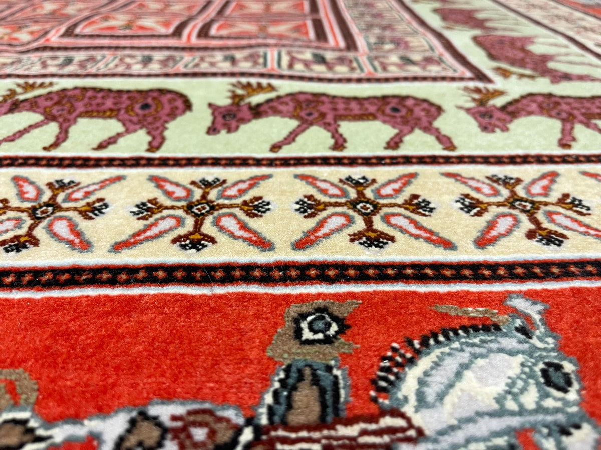 5x6 Red and Red Turkish Silk Rug
