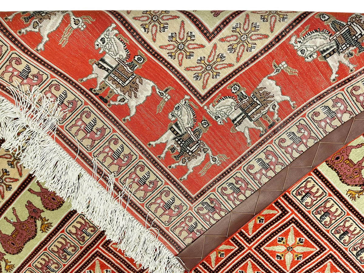 5x6 Red and Red Turkish Silk Rug