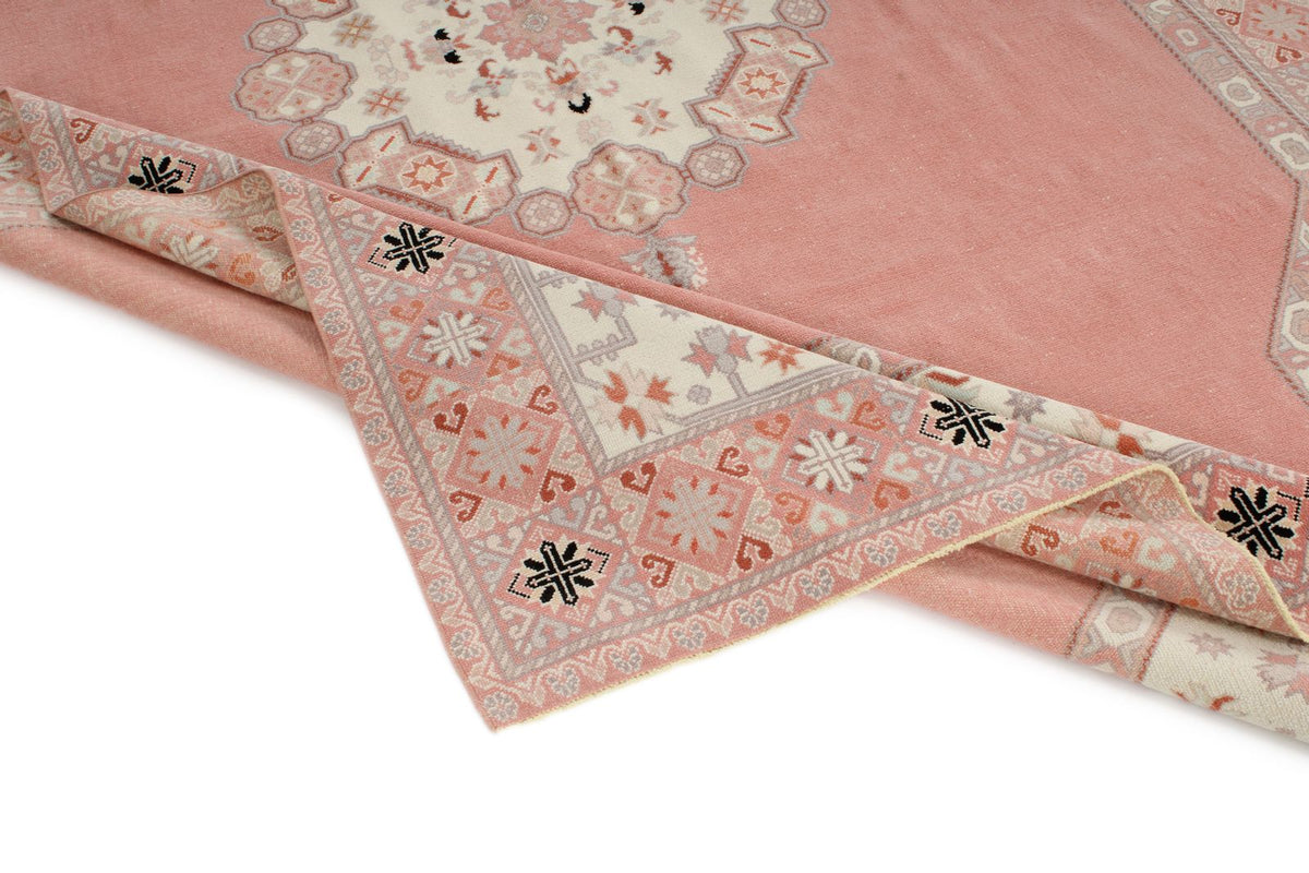 7x10 Pink and Off White Turkish Milas Rug