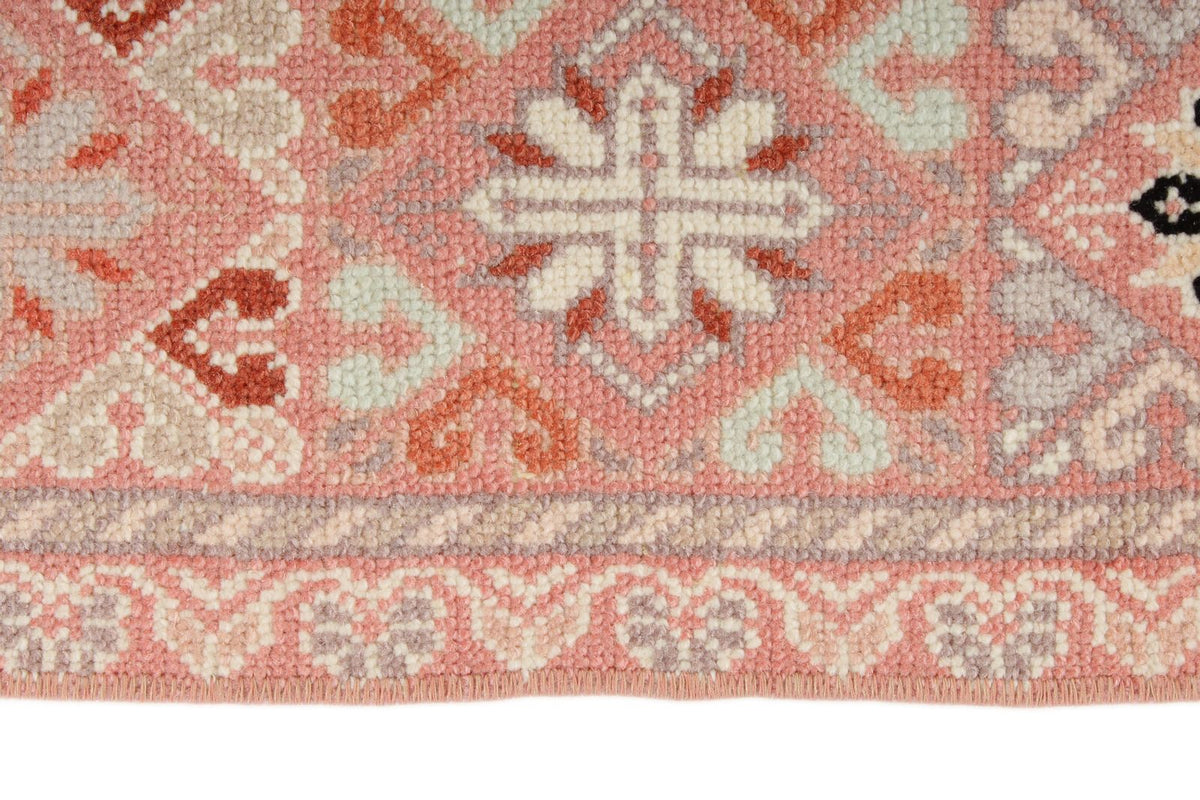 7x10 Pink and Off White Turkish Milas Rug