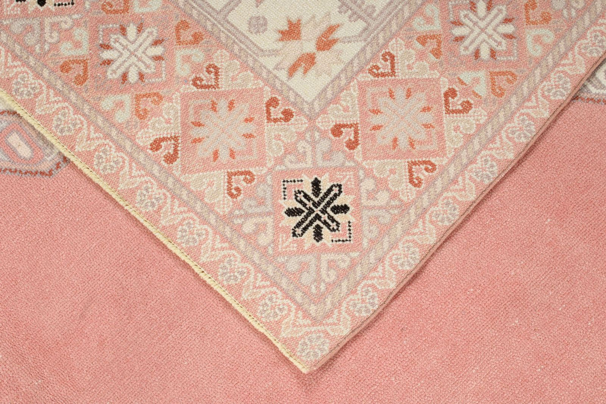 7x10 Pink and Off White Turkish Milas Rug