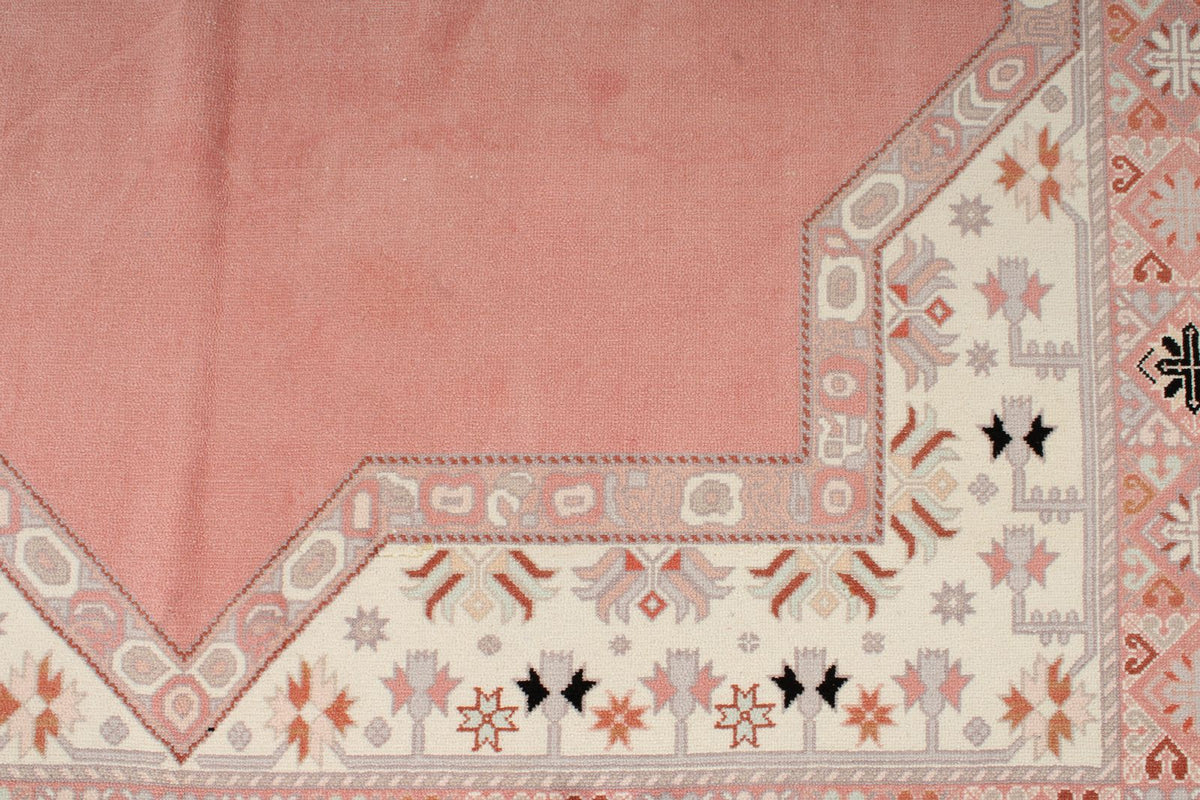 7x10 Pink and Off White Turkish Milas Rug