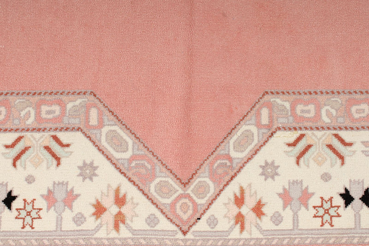 7x10 Pink and Off White Turkish Milas Rug
