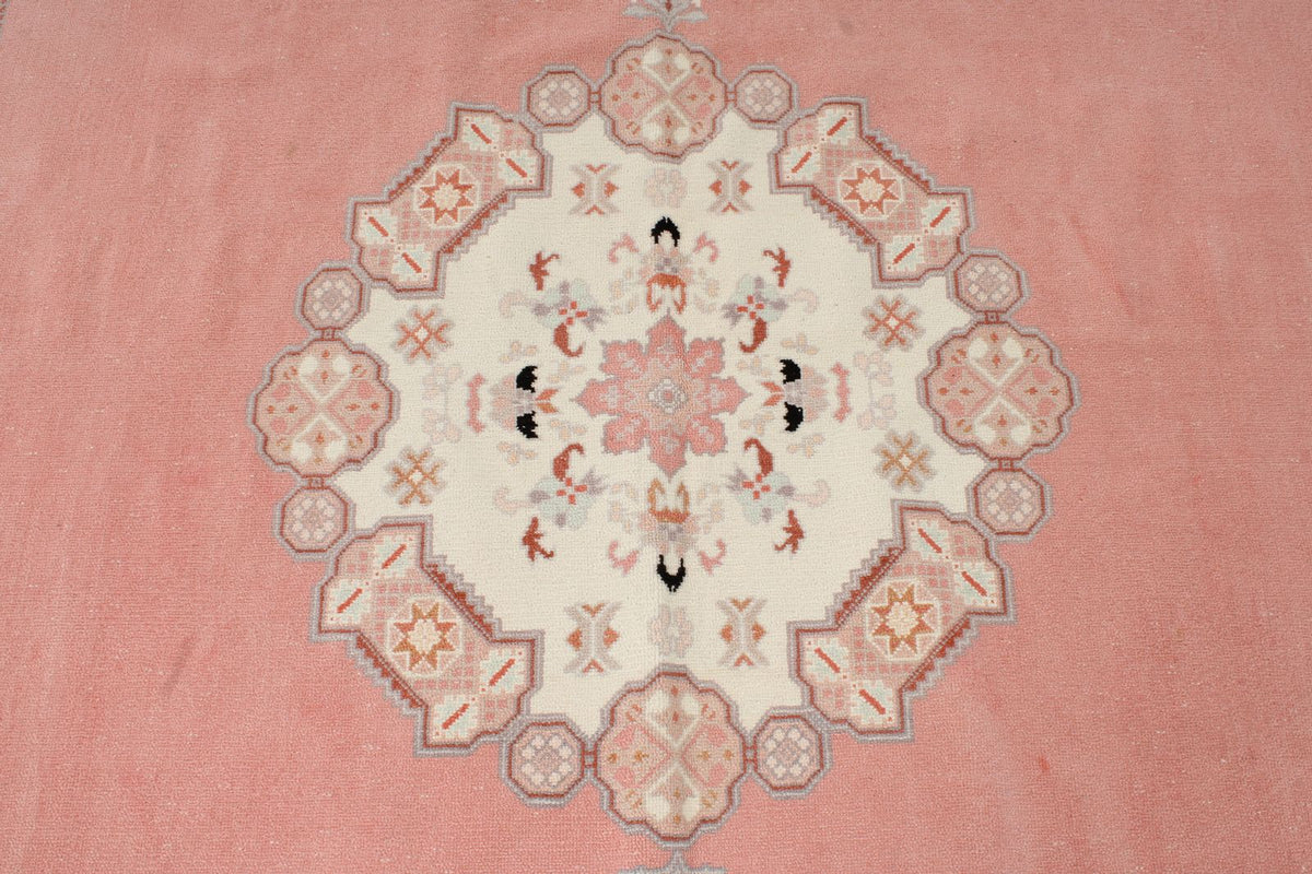 7x10 Pink and Off White Turkish Milas Rug