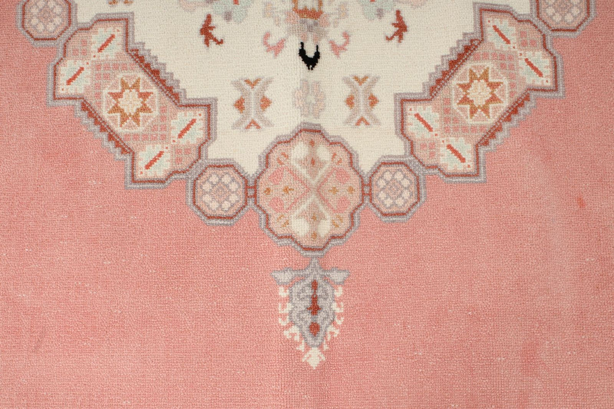 7x10 Pink and Off White Turkish Milas Rug