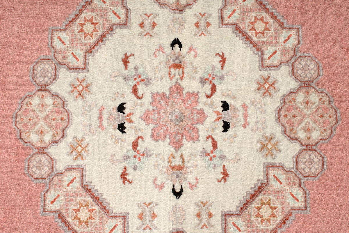 7x10 Pink and Off White Turkish Milas Rug