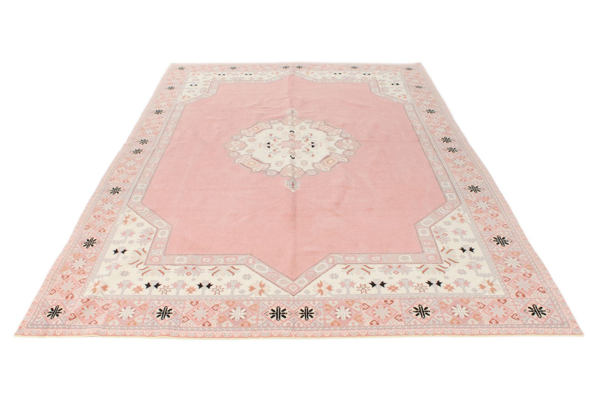 7x10 Pink and Off White Turkish Milas Rug