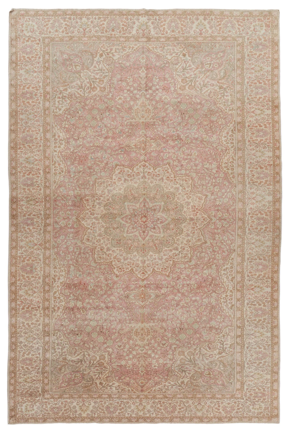 9x13 Pink and Brown Turkish Traditional Rug
