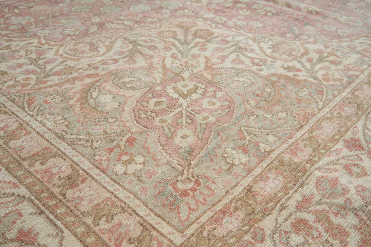 9x13 Pink and Brown Turkish Traditional Rug