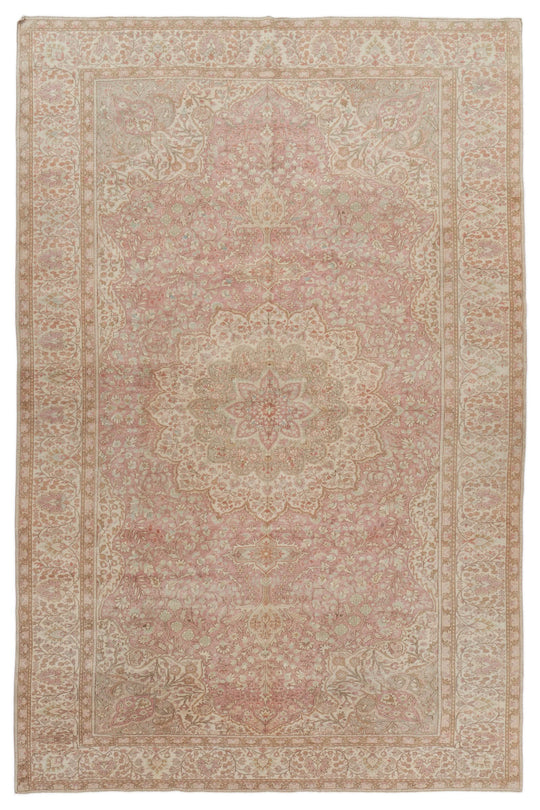 9x13 Pink and Brown Turkish Traditional Rug