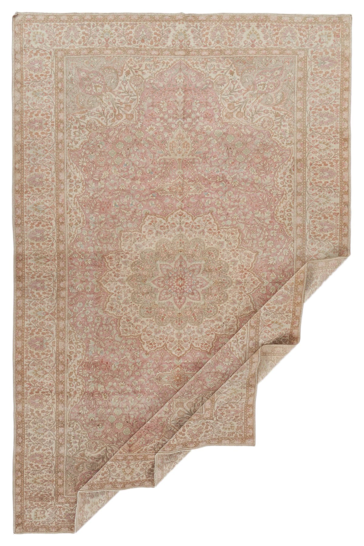 9x13 Pink and Brown Turkish Traditional Rug