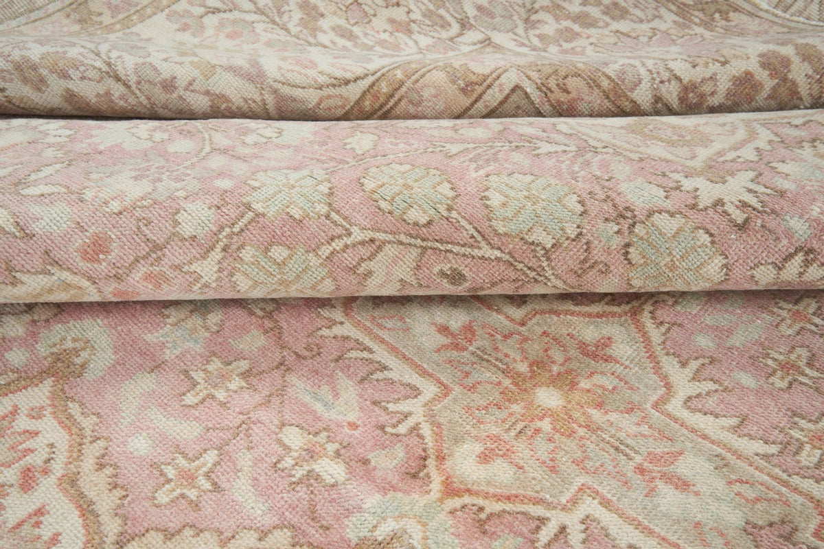 9x13 Pink and Brown Turkish Traditional Rug