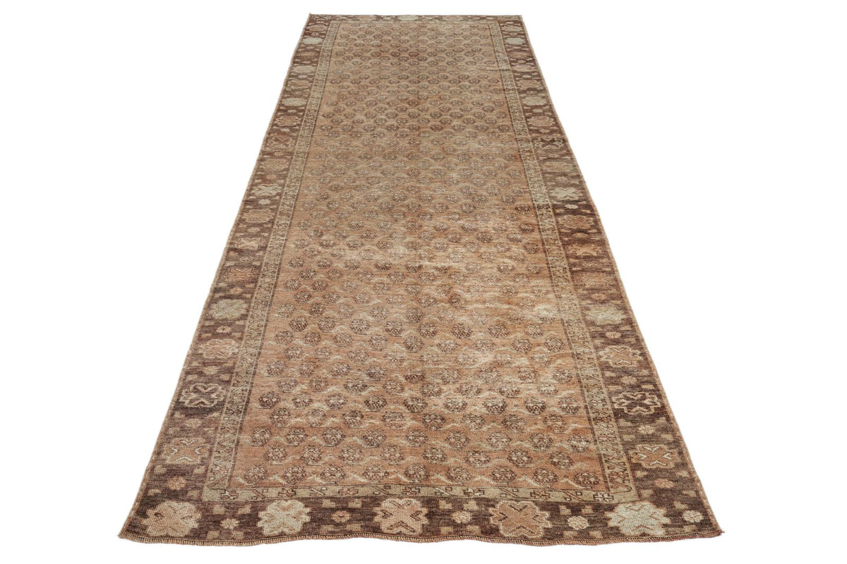 4x13 Rust and Brown Anatolian Turkish Tribal Runner