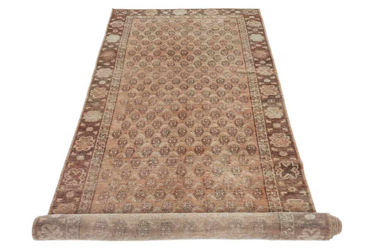 4x13 Rust and Brown Anatolian Turkish Tribal Runner