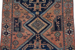 4x9 Navy and Rust Anatolian Turkish Tribal Runner