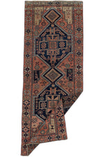 4x9 Navy and Rust Anatolian Turkish Tribal Runner