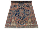 4x9 Navy and Rust Anatolian Turkish Tribal Runner