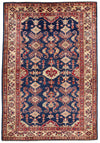 4x6 Beige and Navy Kazak Tribal Rug