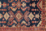 4x6 Beige and Navy Kazak Tribal Rug