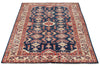 4x6 Beige and Navy Kazak Tribal Rug