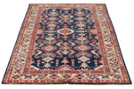 4x6 Beige and Navy Kazak Tribal Rug