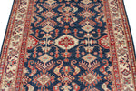 4x6 Beige and Navy Kazak Tribal Rug