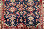 4x6 Beige and Navy Kazak Tribal Rug