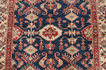 4x6 Beige and Navy Kazak Tribal Rug