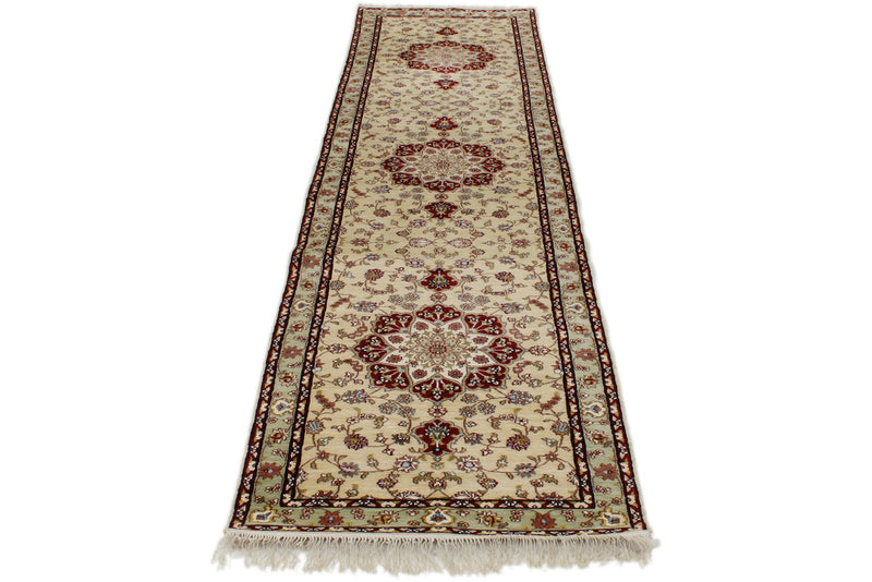 3x10 Green and Red Turkish Silk Runner