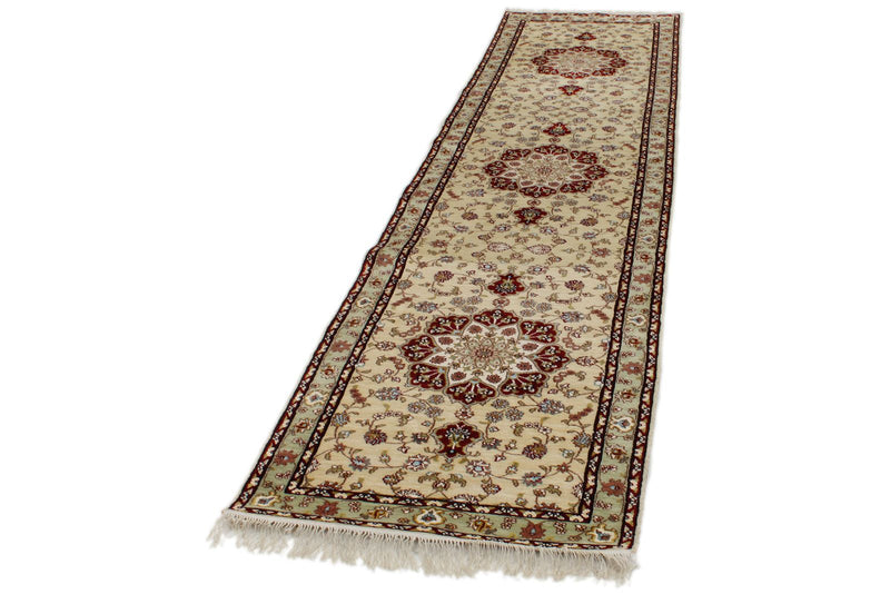 3x10 Green and Red Turkish Silk Runner