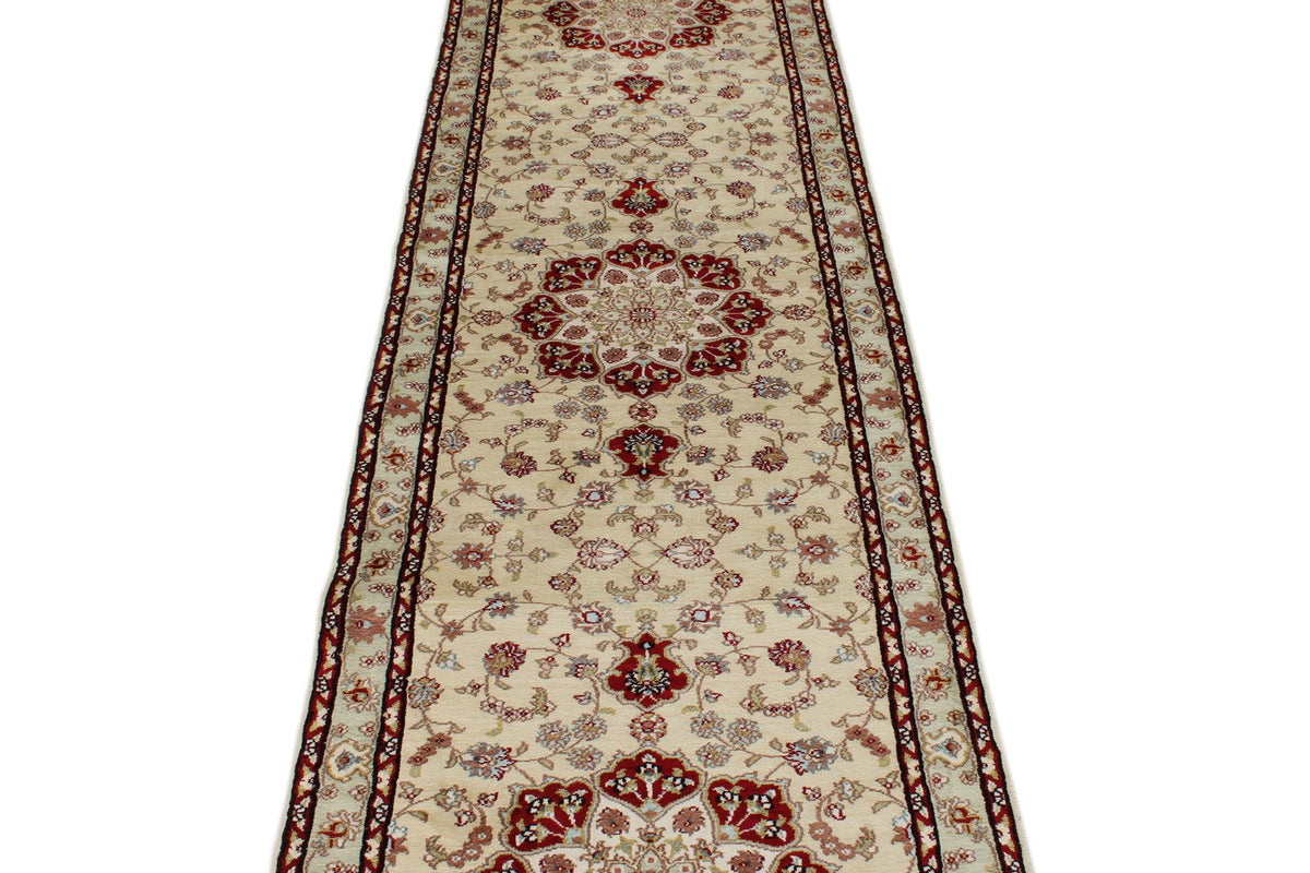 3x10 Green and Red Turkish Silk Runner