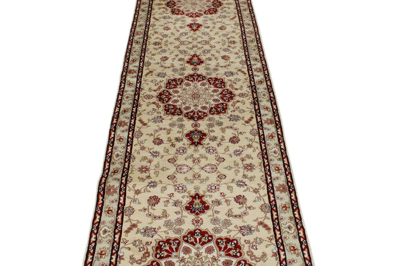 3x10 Green and Red Turkish Silk Runner