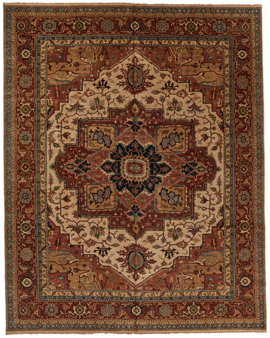 12x15 Ivory and Rust Anatolian Persian Rug