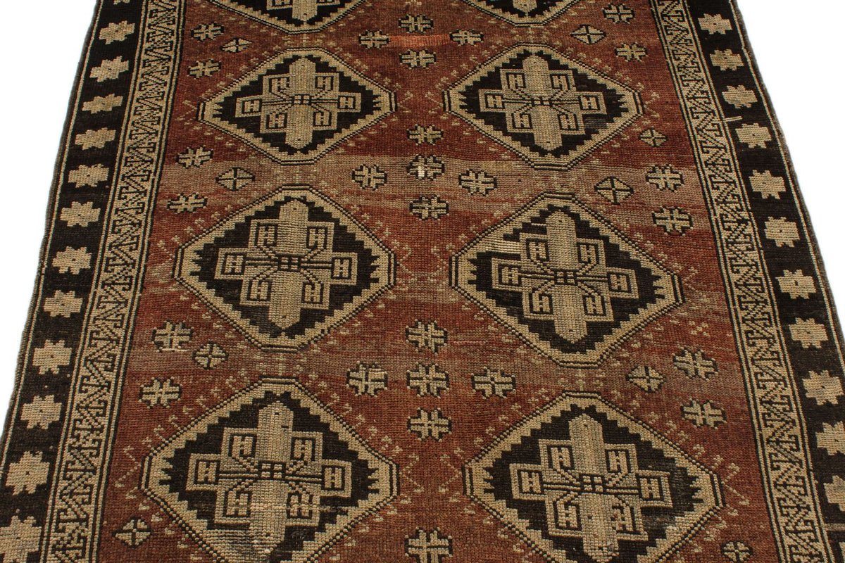 5x12 Rust and Brown Turkish Tribal Rug