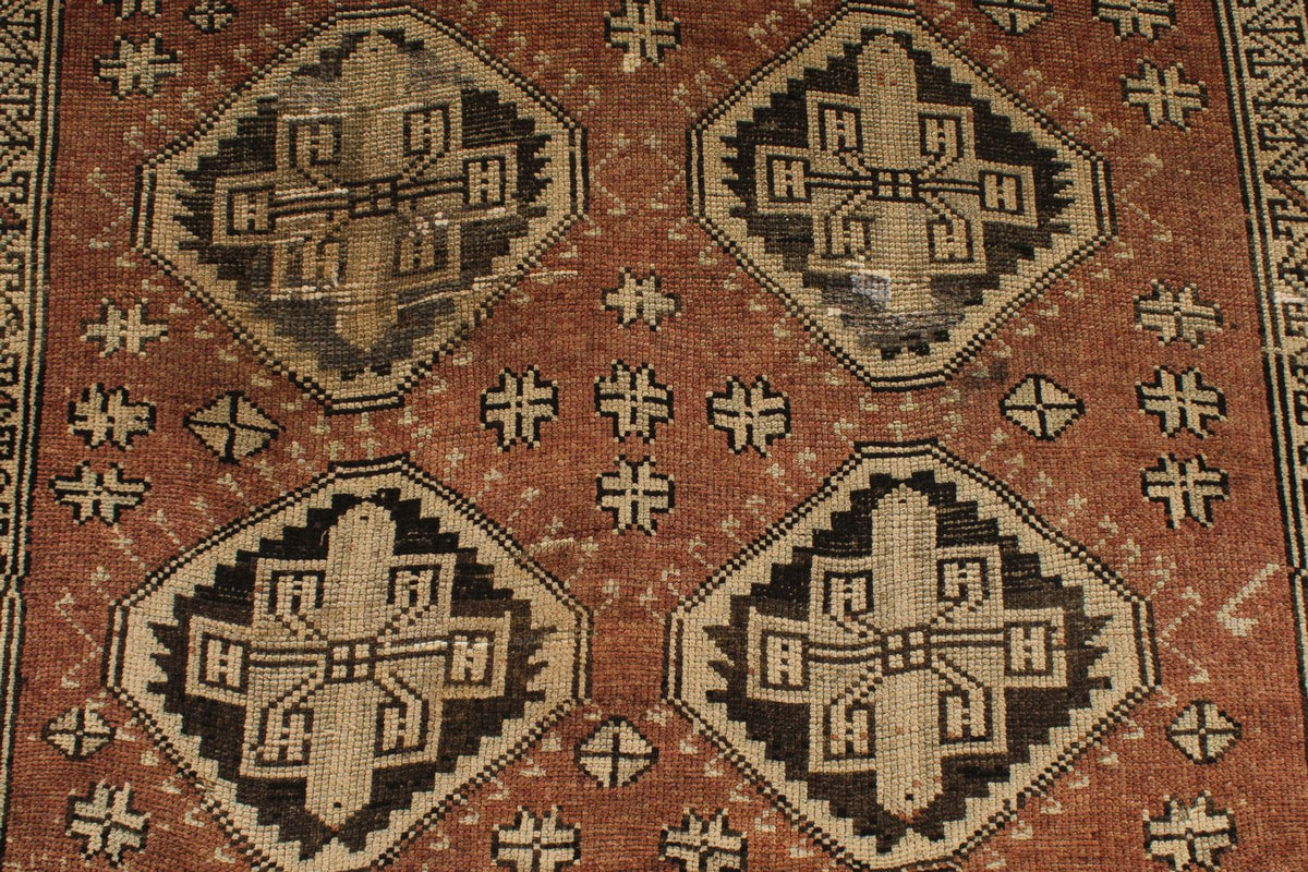 5x12 Rust and Brown Turkish Tribal Rug