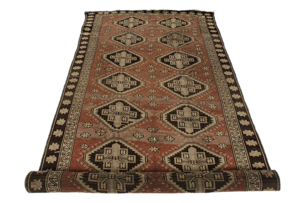 5x12 Rust and Brown Turkish Tribal Rug