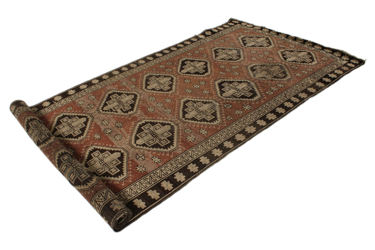 5x12 Rust and Brown Turkish Tribal Rug