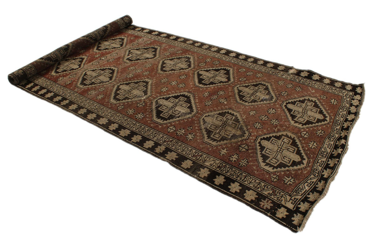 5x12 Rust and Brown Turkish Tribal Rug