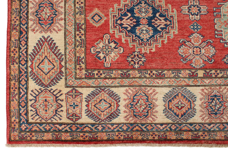 8x12 Red and Ivory Kazak Tribal Rug