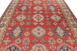 8x12 Red and Ivory Kazak Tribal Rug