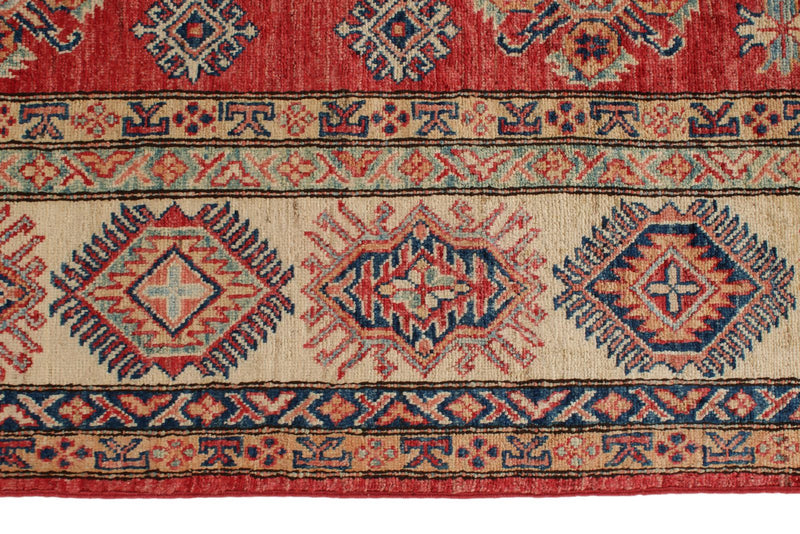 8x12 Red and Ivory Kazak Tribal Rug