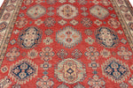 8x12 Red and Ivory Kazak Tribal Rug